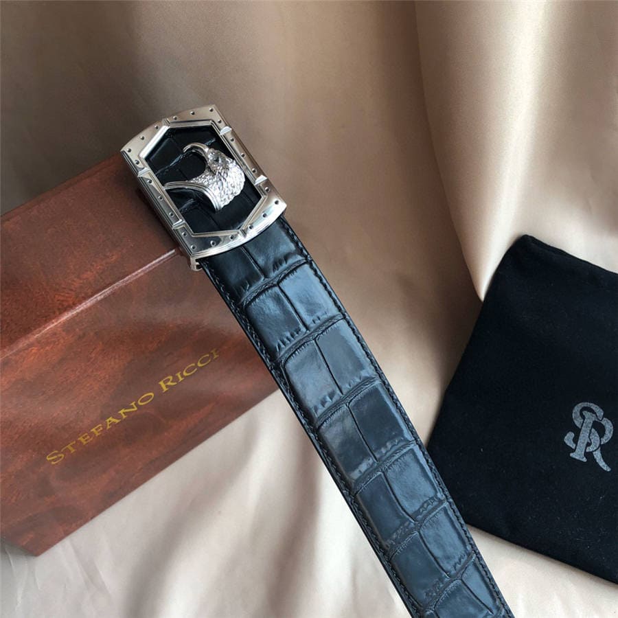 DÂY LƯNG STEFANO RICCI CROCODILE LEATHER DA CÁ SẤU Belt Khóa bạc
