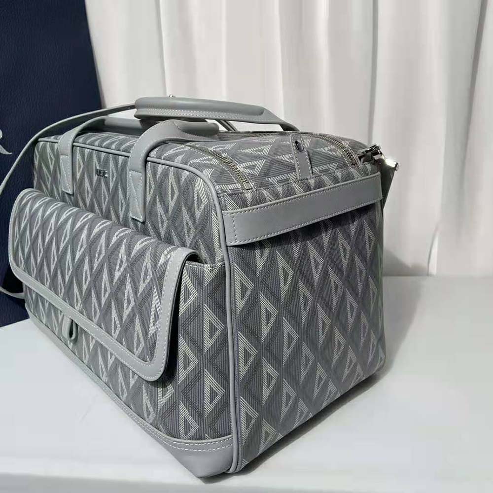 TÚI Dior Gray CD Diamond Canvas and Smooth Calfskin