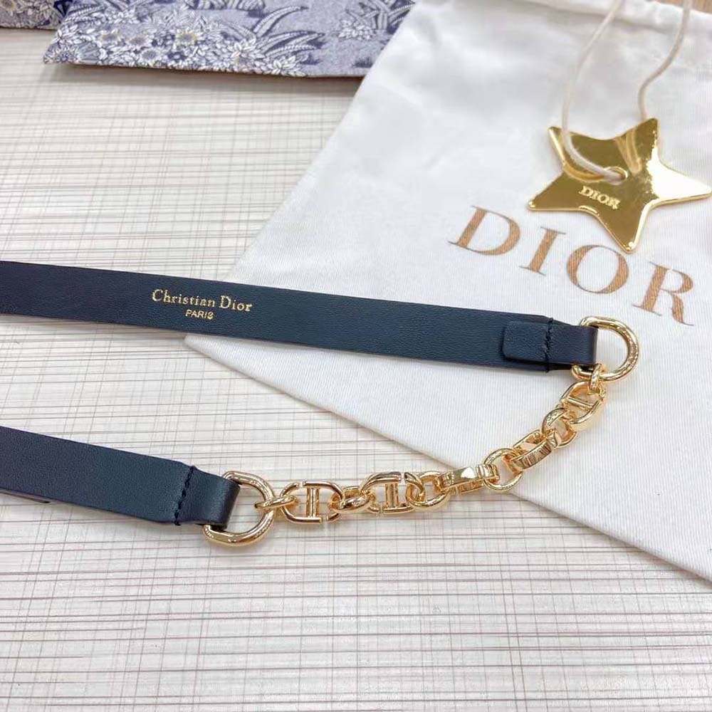 DÂY LƯNG Dior Women Caro Belt Black Smooth Calfskin with Shiny Gold-Finish Metal 15 MM