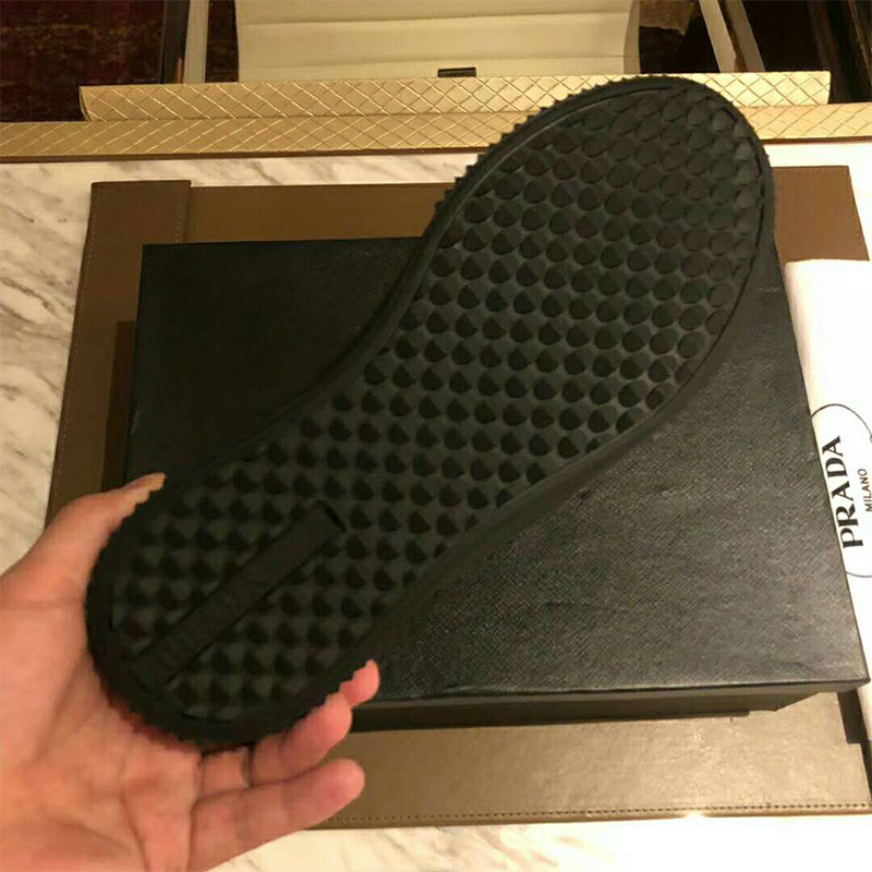 GIÀY PRADA Shoes High-Top Cotton Sneakers-Grey