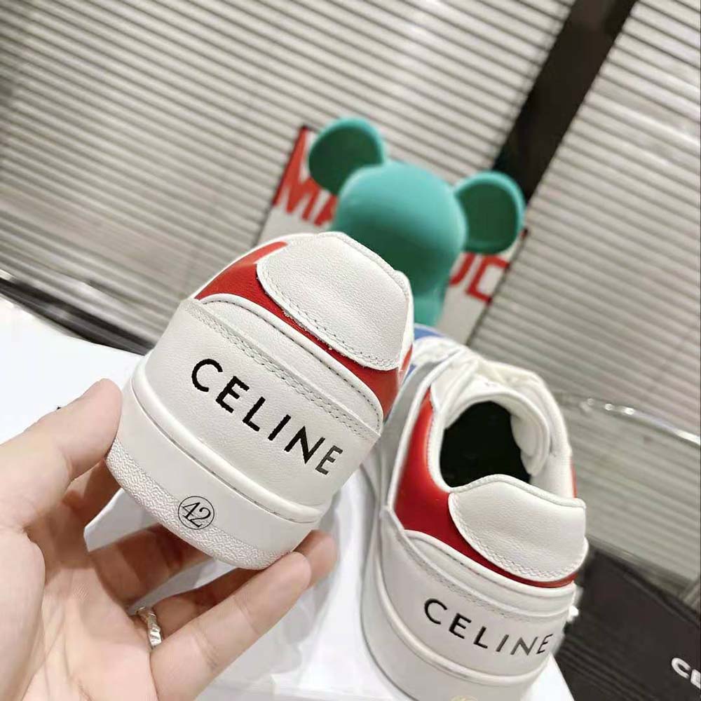GIÀY CELINE Trainer Low Lace-up Sneaker in Metallic Calfskin and Calfskin