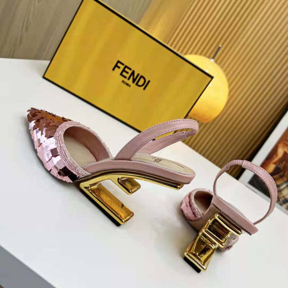 GIÀY Fendi Women Colibrì Lite Pink Sequin High-heeled Slingbacks