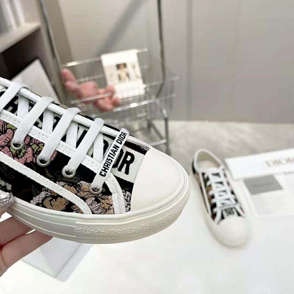 GIÀY Dior Women Walk’N’Dior Sneaker Black Multicolor Cotton with Dior Jardin Botanique Embroidery