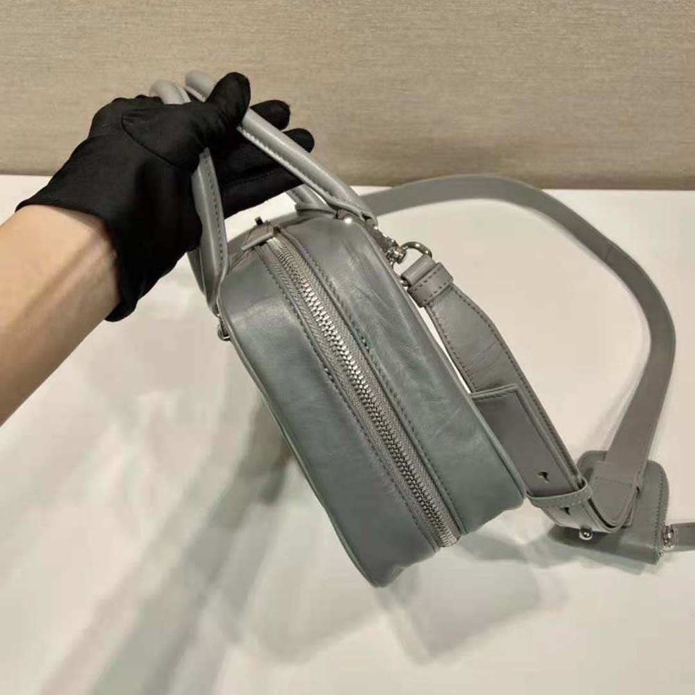 TÚI Prada Women Medium Antique Nappa Leather Top Handle Bag-Gray