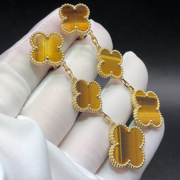 Hoa tai Van Cleef & Arpels Vàng vàng 18K 3 họa tiết Tiger's Eye Magic Alhambra 18K  (Liên hệ để biết giá)