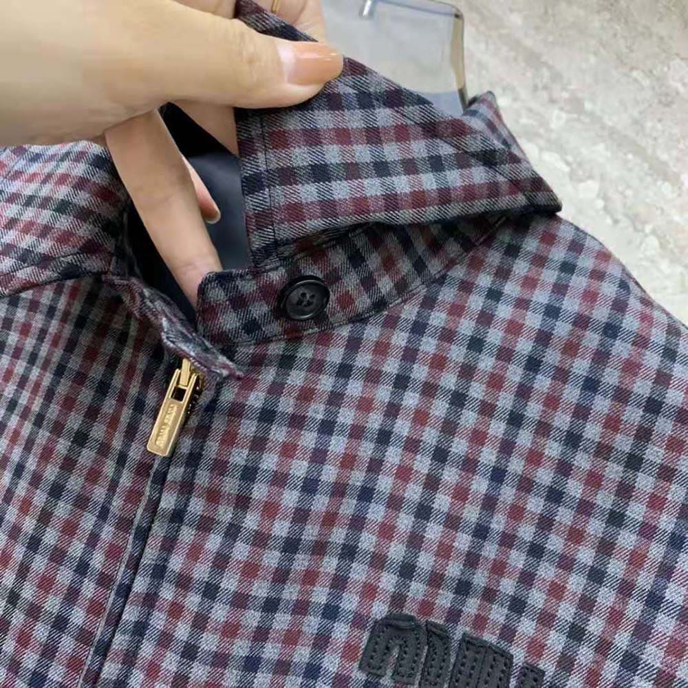 ÁO Miu Miu Women Gingham Check Blouson Jacket