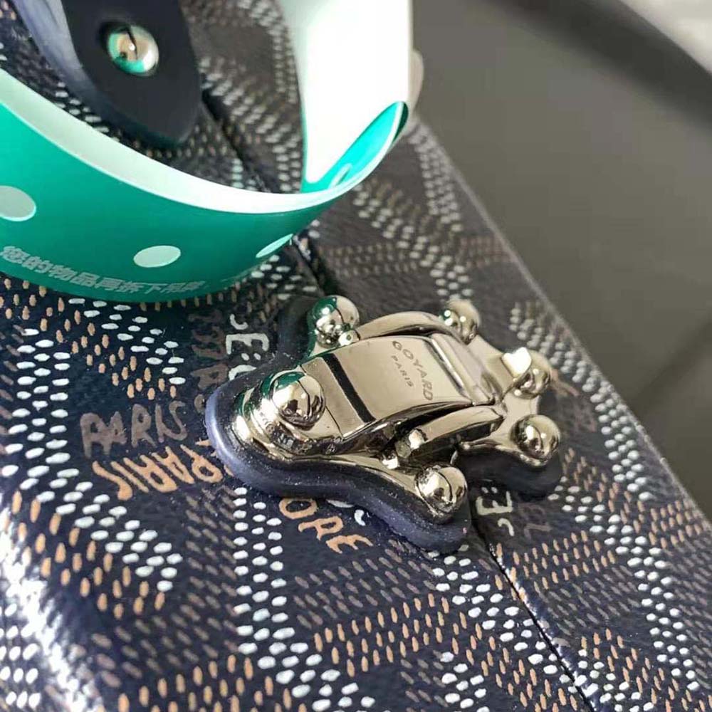 TÚI Goyard Women Sac Malle Grand Hôtel in Goyardine Canvas & Clamecy Calfskin-Navy