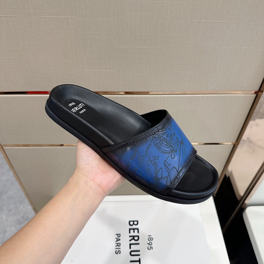 DÉP BERLUTI PATINA LEATHER SLIPPER