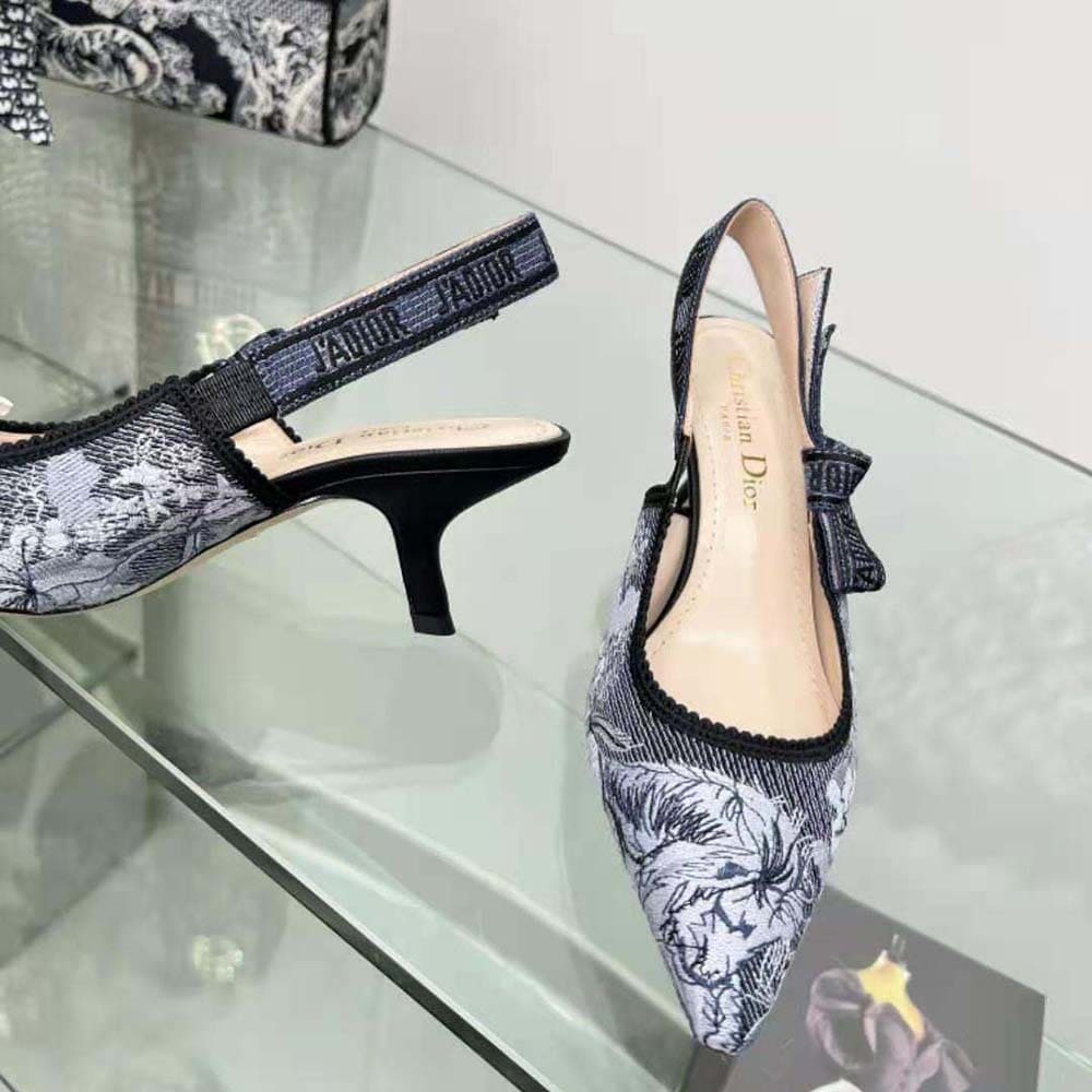 GIÀY Dior Women J’Adior Slingback Pump Blue Multicolor Embroidered Denim