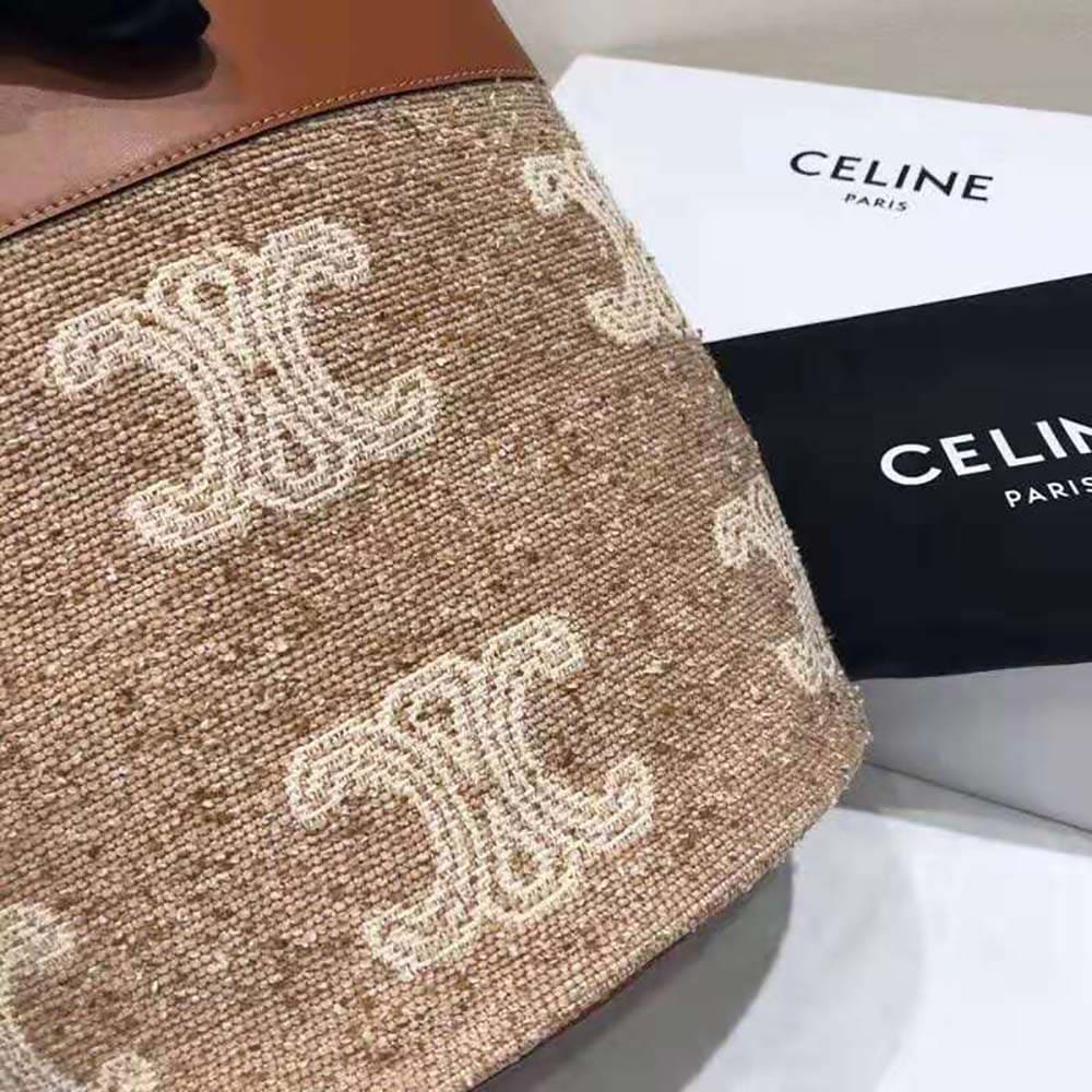 TÚI Celine Women Small Soft Bucket Bag in Triomphe Jacquard and Calfskin