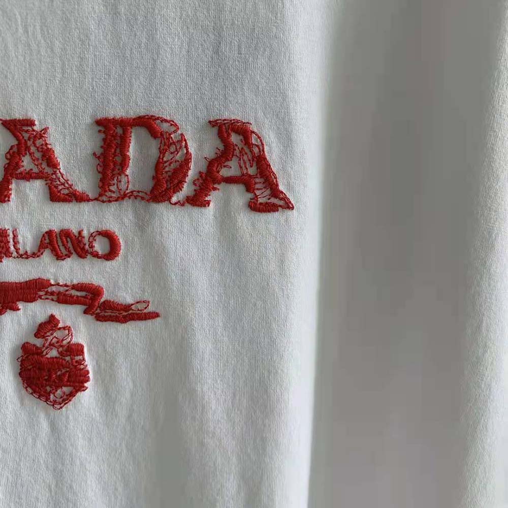 ÁO PRADA Men Classic Cotton Crew-Neck T-shirt-Red