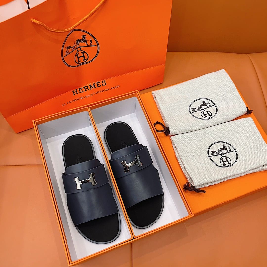 DÉP HERMES ARLES MULE BLUE SANDAL AAA