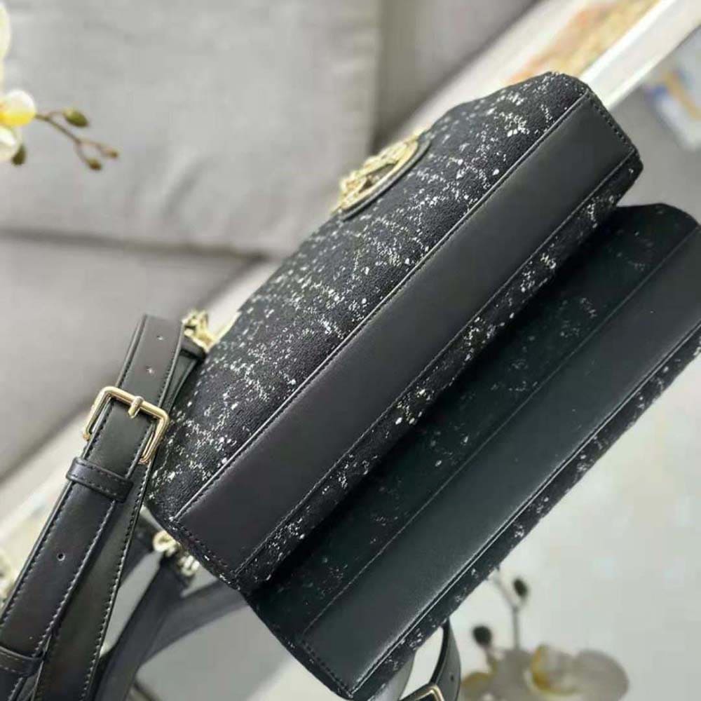 Túi xách nữ Dior Medium Lady D-Joy màu đen Cannage Tweed