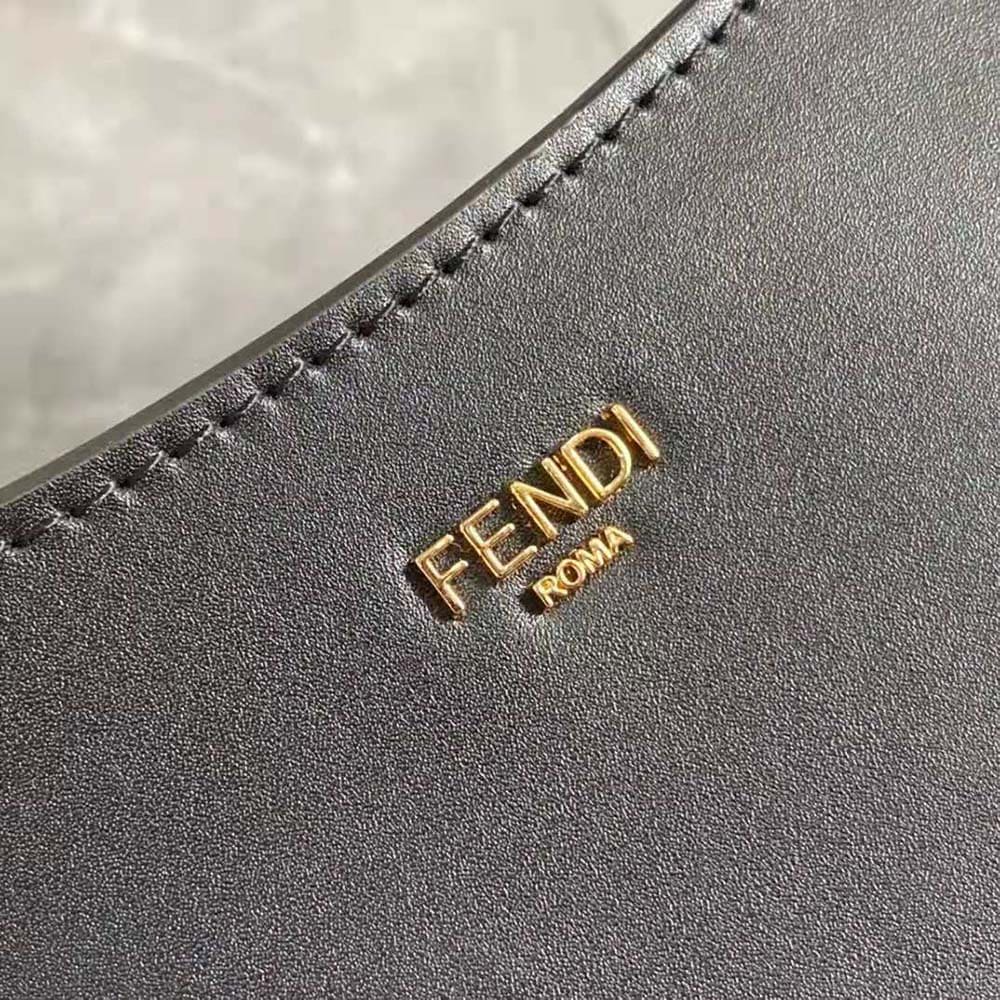 TÚI Fendi Women O’Lock Swing Black Fox Fur and Leather Pouch