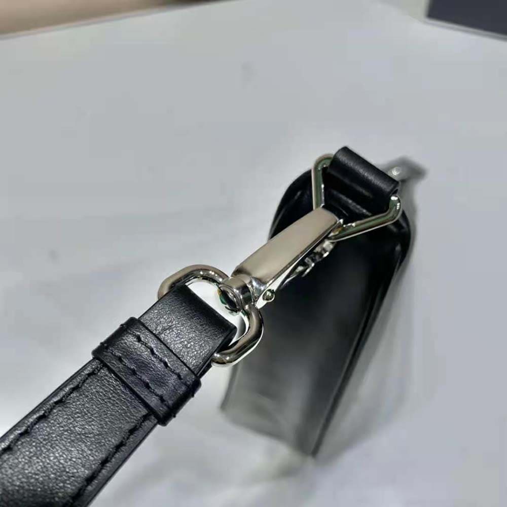 TÚI Prada Women Leather Triangle Leather Pouch-Black