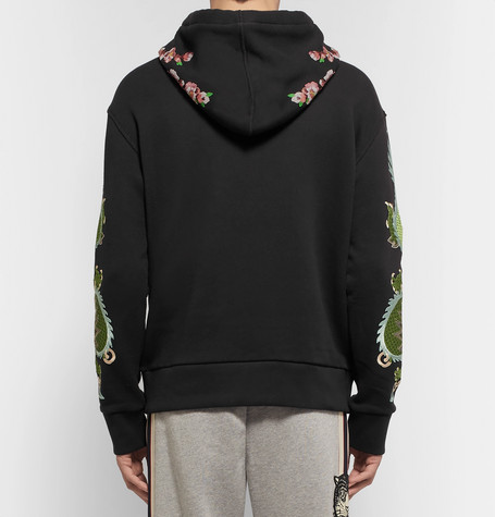 ÁO HOODIE Embroidered Appliquéd Loopback Cotton-Jersey Hoodie