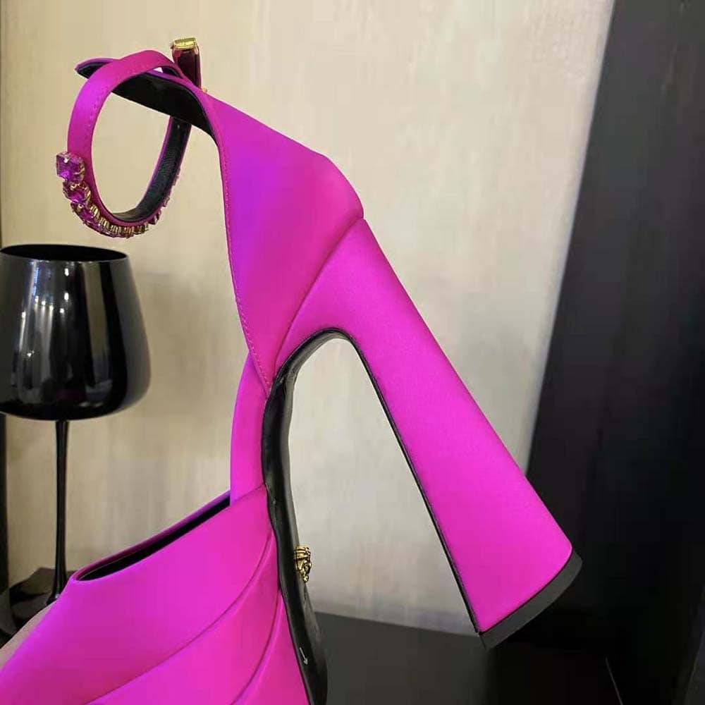 GIÀY Versace Women Aevitas Pointy Platform Pumps in 16cm Heel Height-Pink