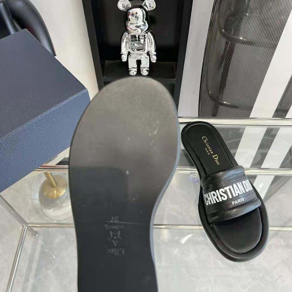 DÉP Dior Women Every-D Slide Black Embossed Lambskin
