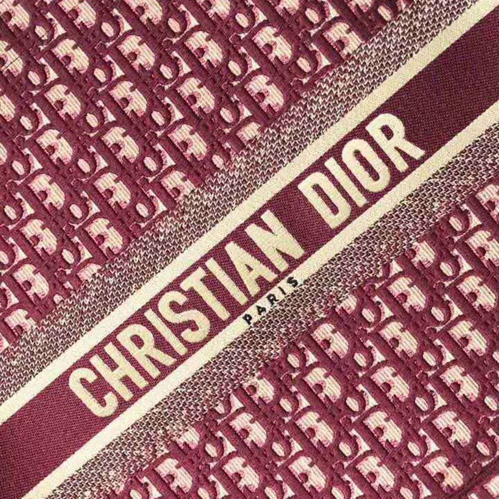 TÚI Dior Women Book Tote Dior Oblique Bag in Embroidered Canvas-Maroon