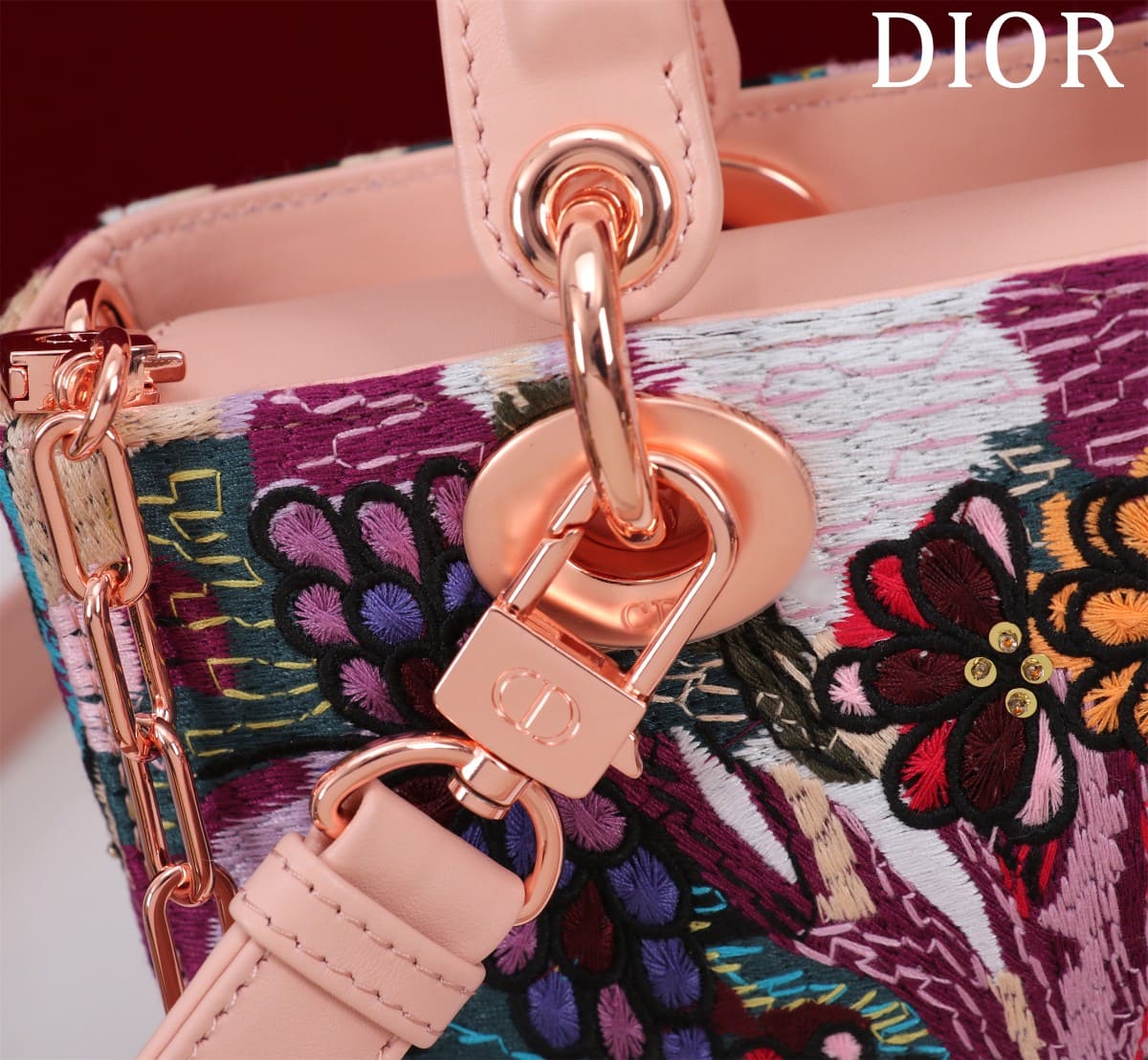 TÚI CHRISTIAN DIOR Lady-Joy embroidery flower colorful