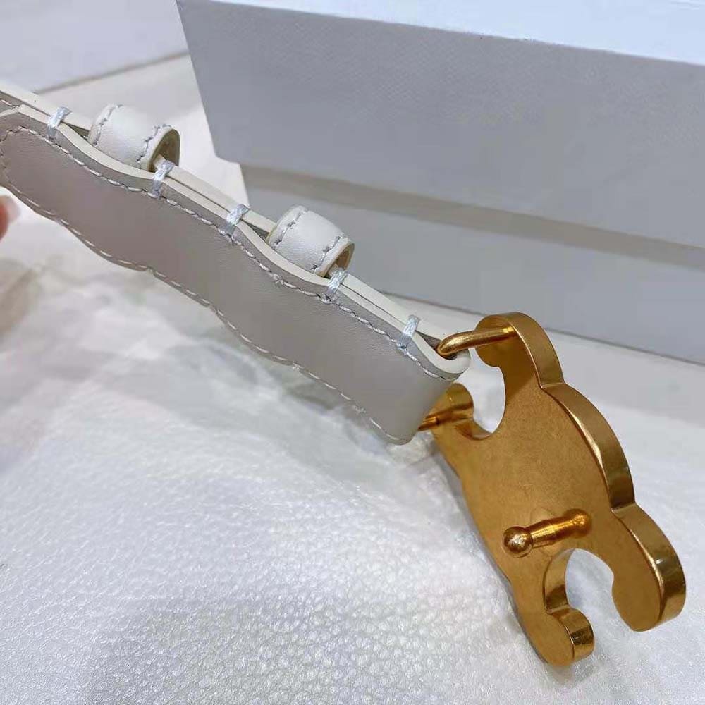 DÂY LƯNG Celine Women Medium Cuir Triomphe Belt in Smooth Calfskin-White
