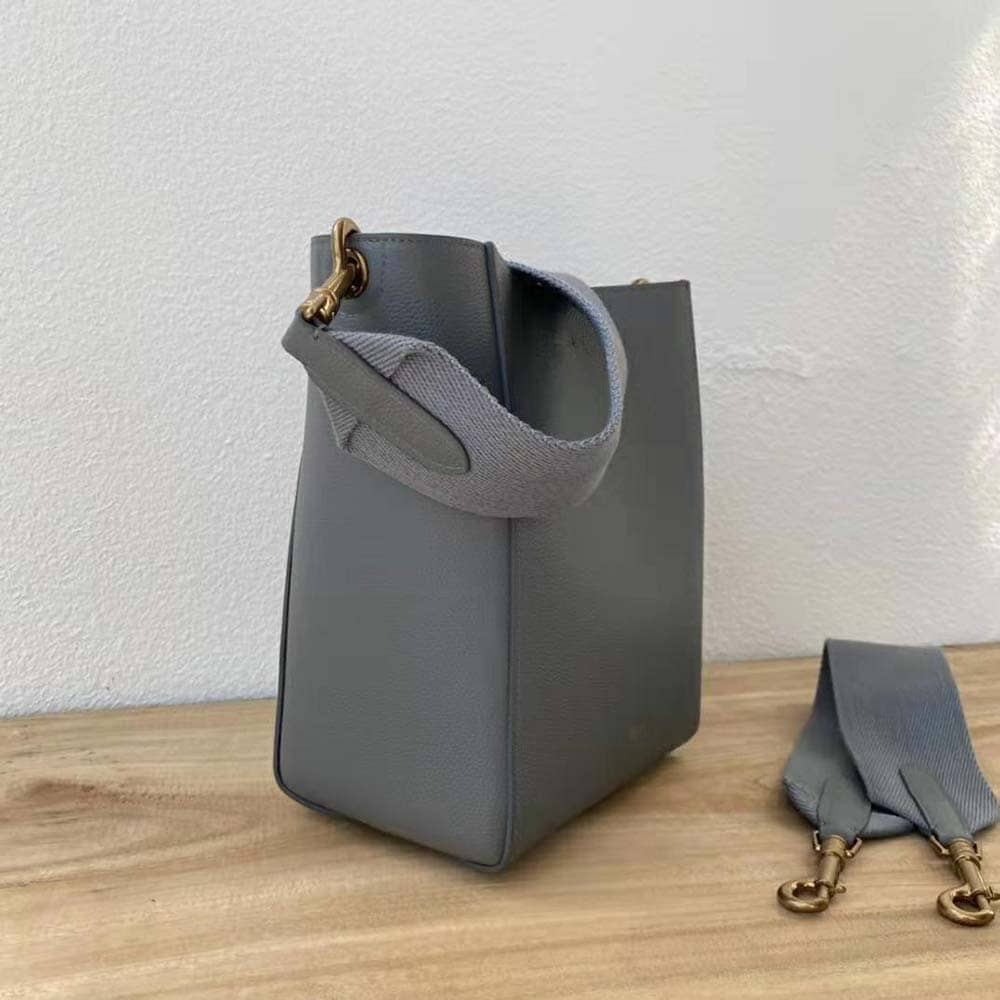 TÚI Celine Women Sangle Small Bucket Bag in Soft Grained Calfskin-Silver