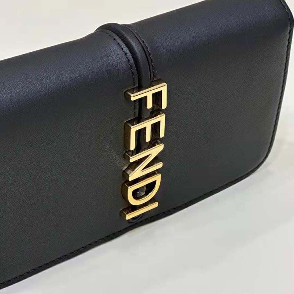 TÚI Fendi Women Fendigraphy Phone Pouch Black Leather Wallet