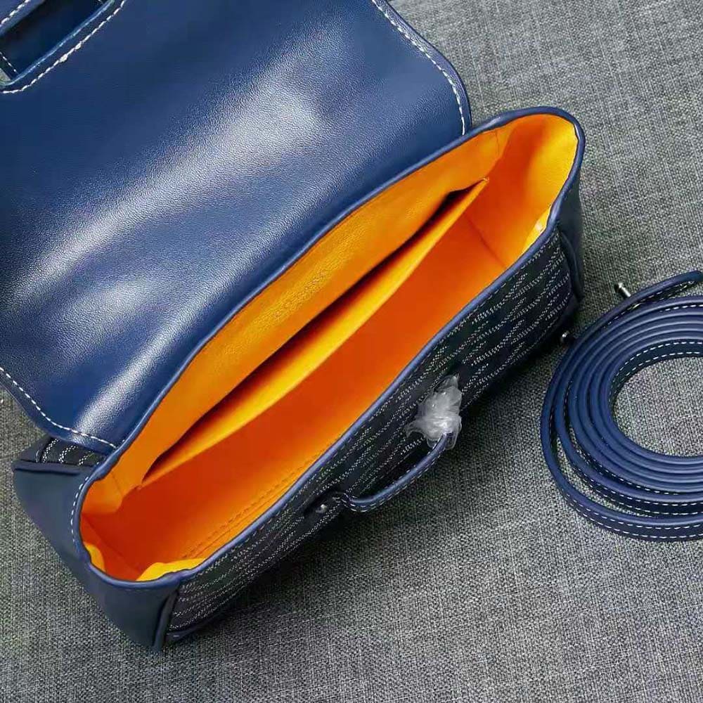 TÚI Goyard Women Sac Saïgon Souple Mini in Toile Goyardine & Chevroches Calfskin-Navy