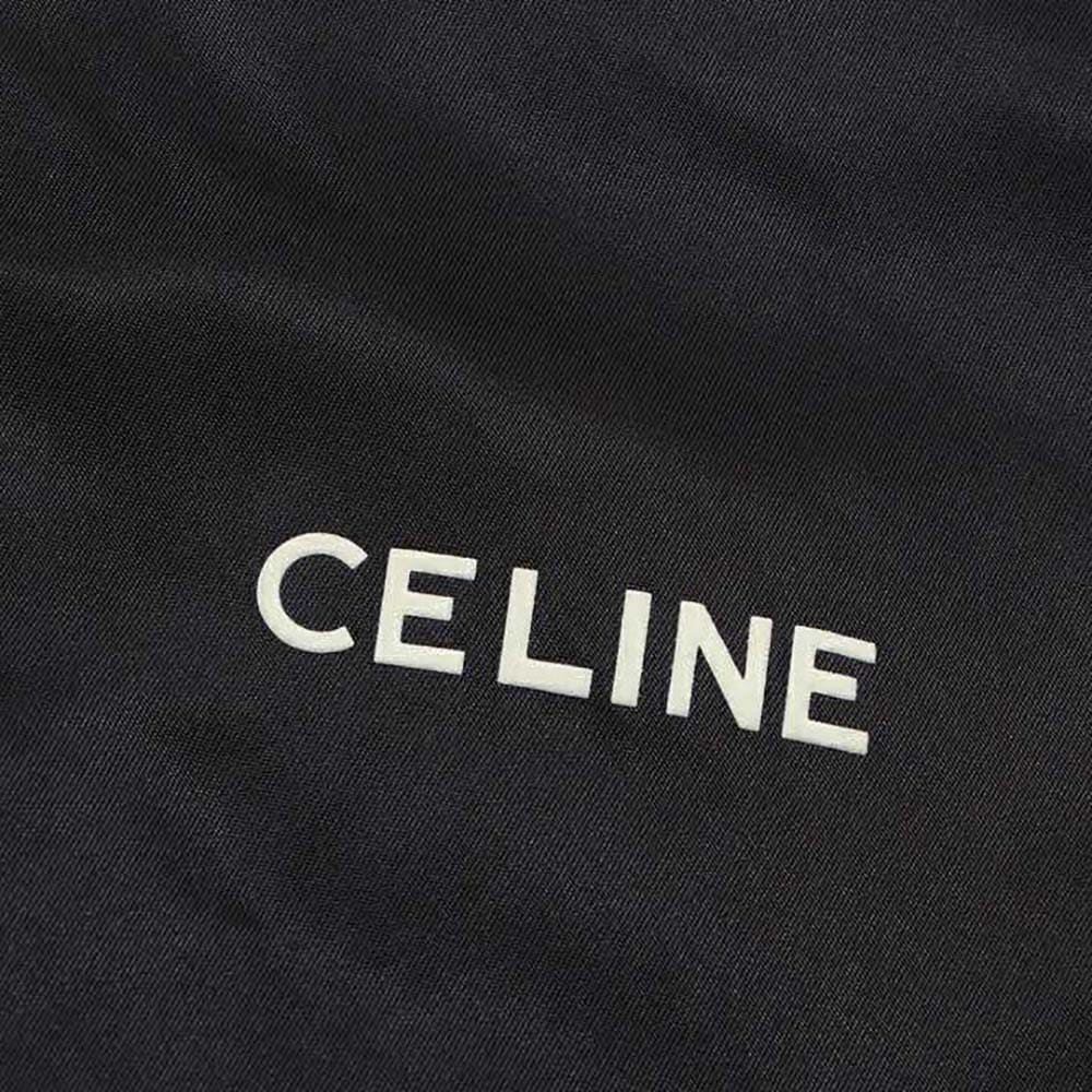 ÁO Celine Embroidered Teddy Jacket in Satin-finish Nylon-Black