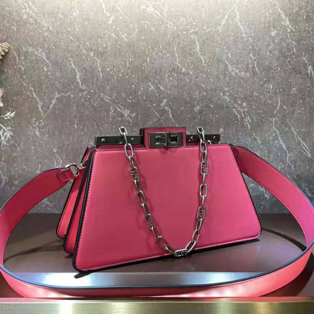TÚI FENDI Women Peekaboo Cut Medium Pink Leather Bag