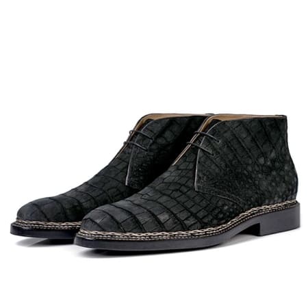 Giày Boots Chukka có dây buộc cho nam da cá sấu thủ công
