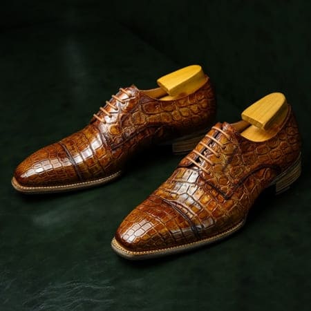 Giày da cổ điển Alligator Cap-Toe Derby lót da da cá sấu Alligator