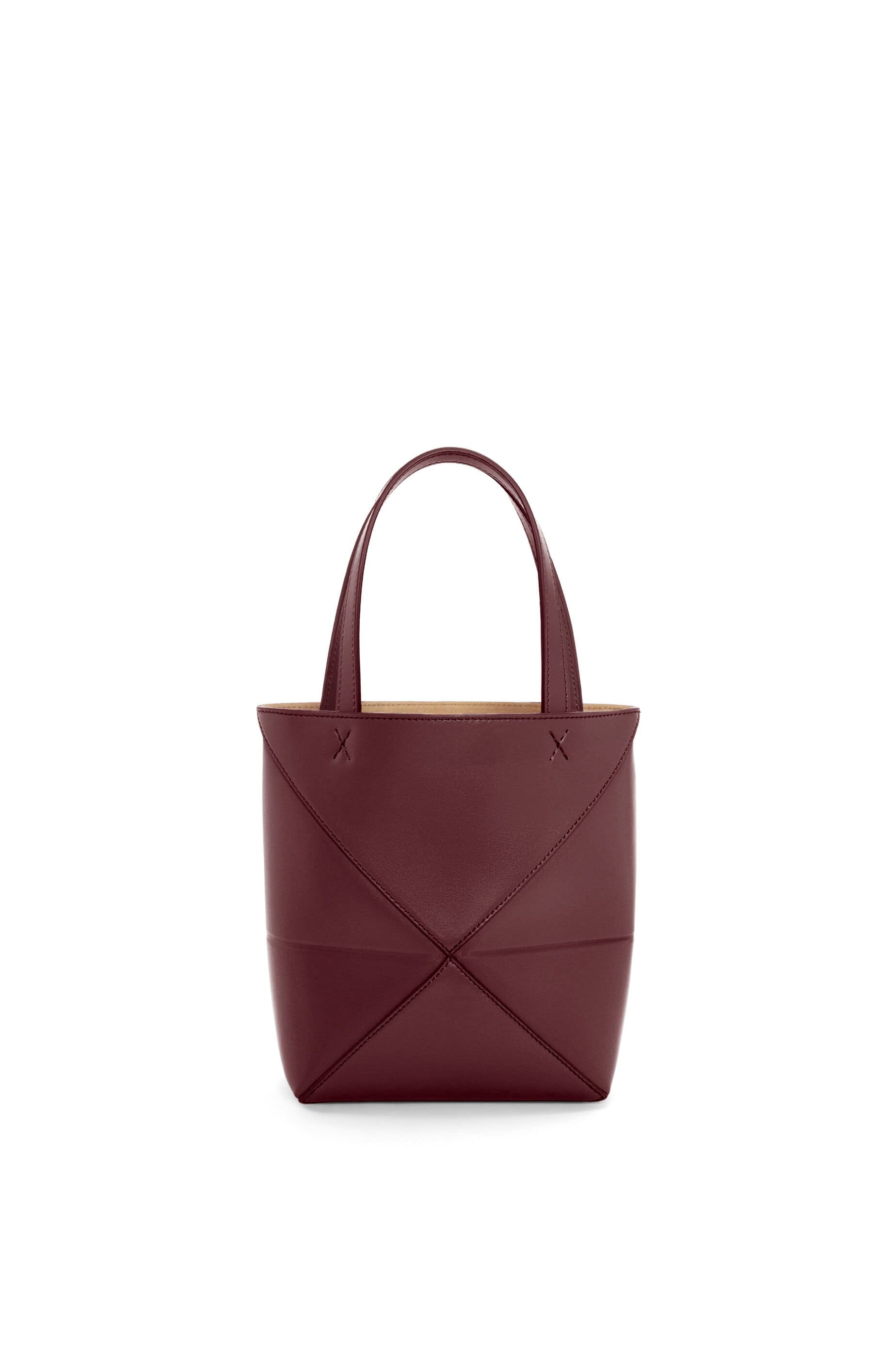 Túi LOEWE Mini Puzzle Fold Tote in shiny calfskin burgundy