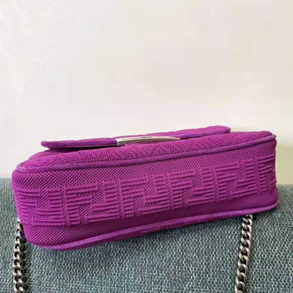 TÚI FENDI Women Midi Baguette Chain FF Fabric Bag-Purple