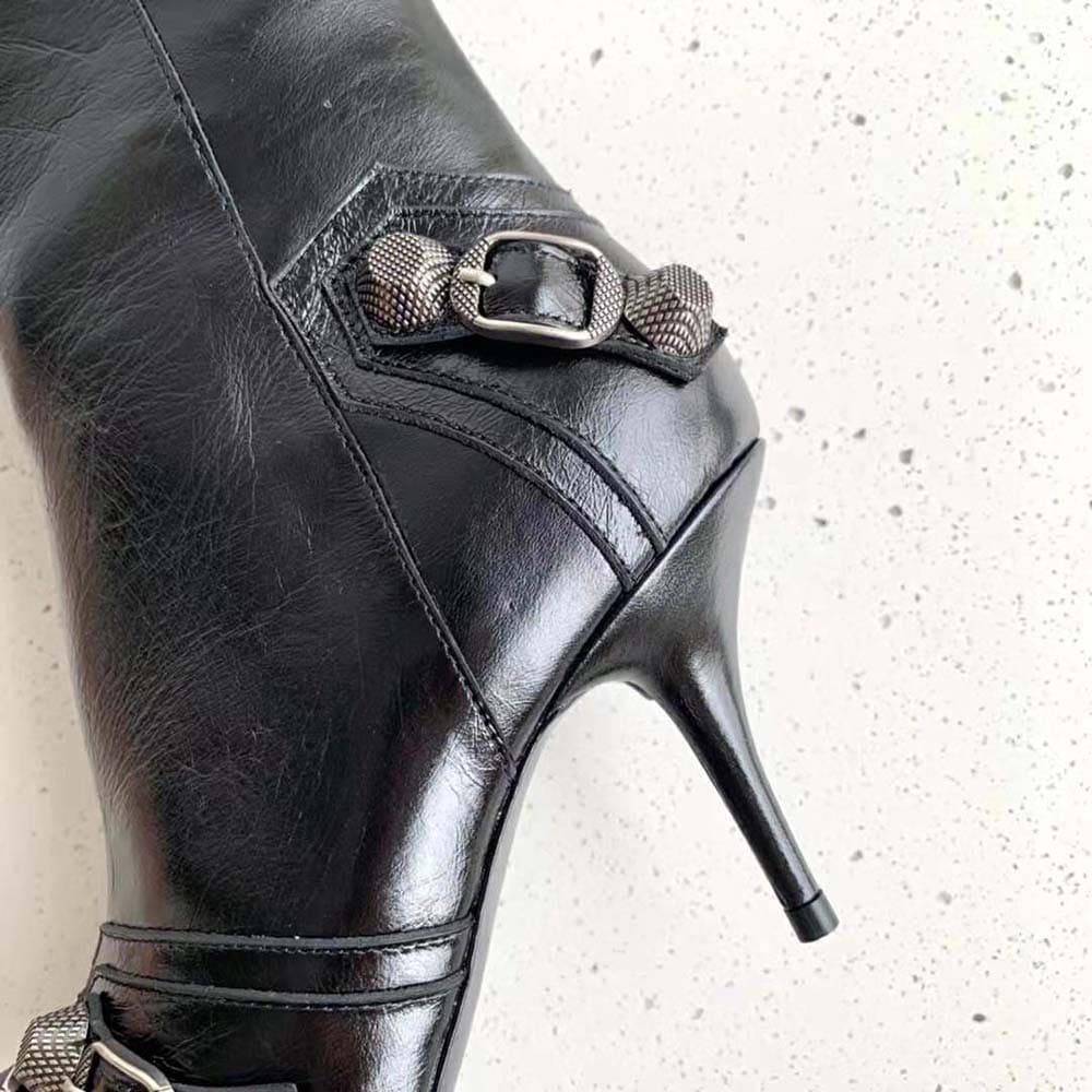 GIÀY Balenciaga Women Cagole 90mm Boot in Black Arena Lambskin