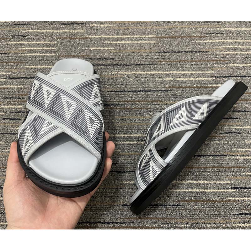 GIÀY DIOR Unisex CD Shoes Aqua Sandal Dior Gray CD Diamond Canvas