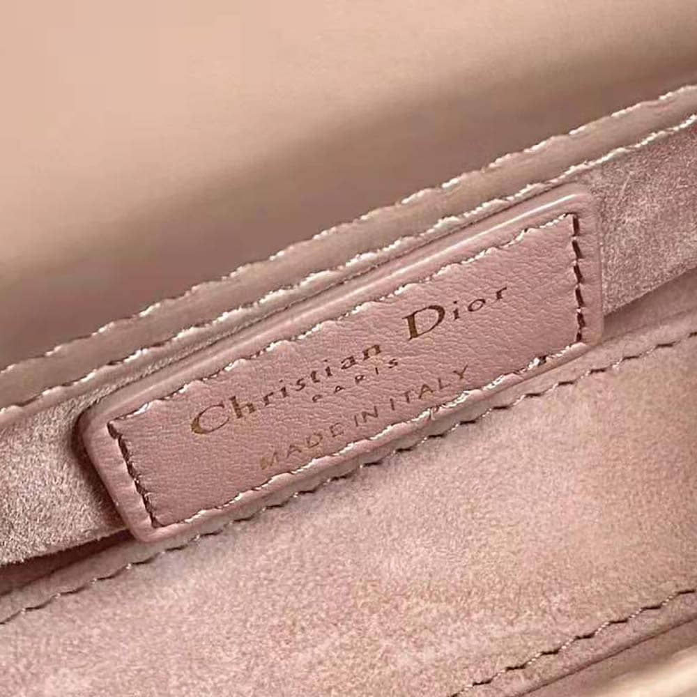 TÚI Dior Women Micro Lady Dior Bag Rose Des Vents Cannage Lambskin