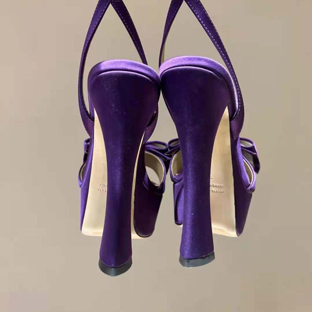 GIÀY Miu Miu Women Satin Platform Sandals 135 mm Heel Height-Purple