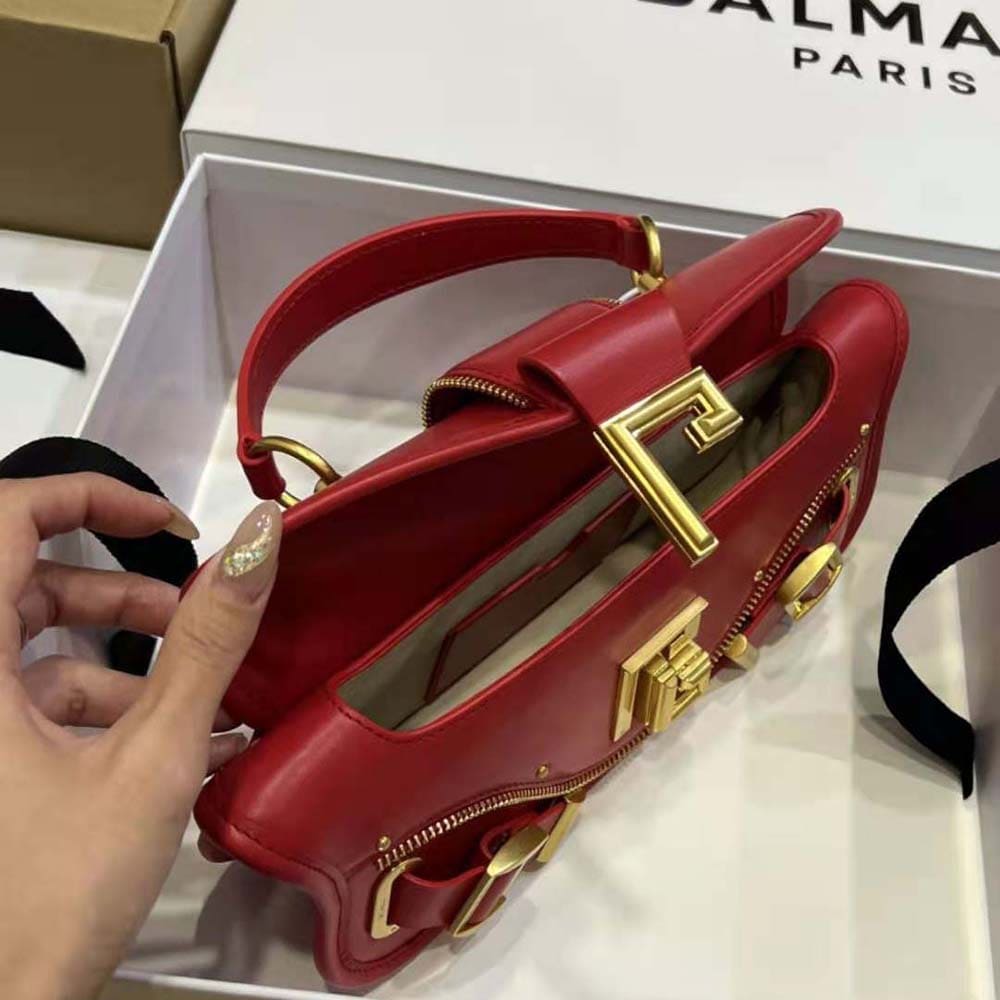 TÚI Balmain Women Blaze Clutch Bag in Smooth Leather-Red