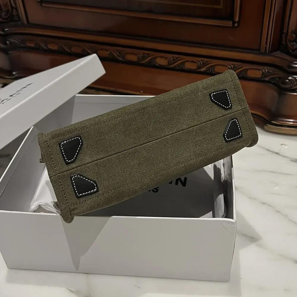 TÚI BALMAIN B-Army Small Canvas Shopping Bag with Leather Inserts