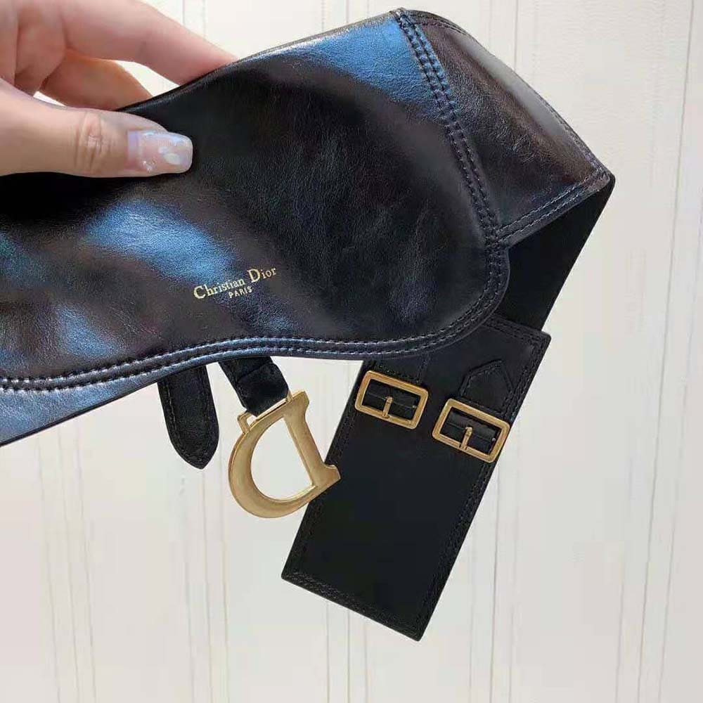 DÂY LƯNG Dior Women Saddle Belt Black Smooth Calfskin 13.5 CM