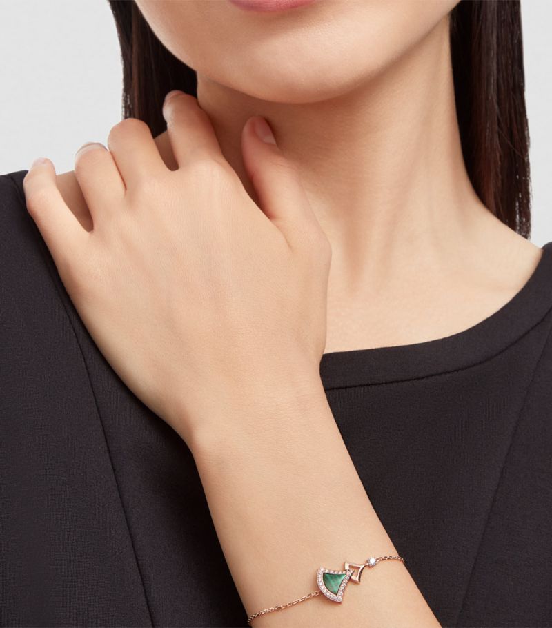 Vòng tay BVLGARI Rose Gold, Diamond and Malachite Divas’ Dream Bracelet vàng hồng 18K