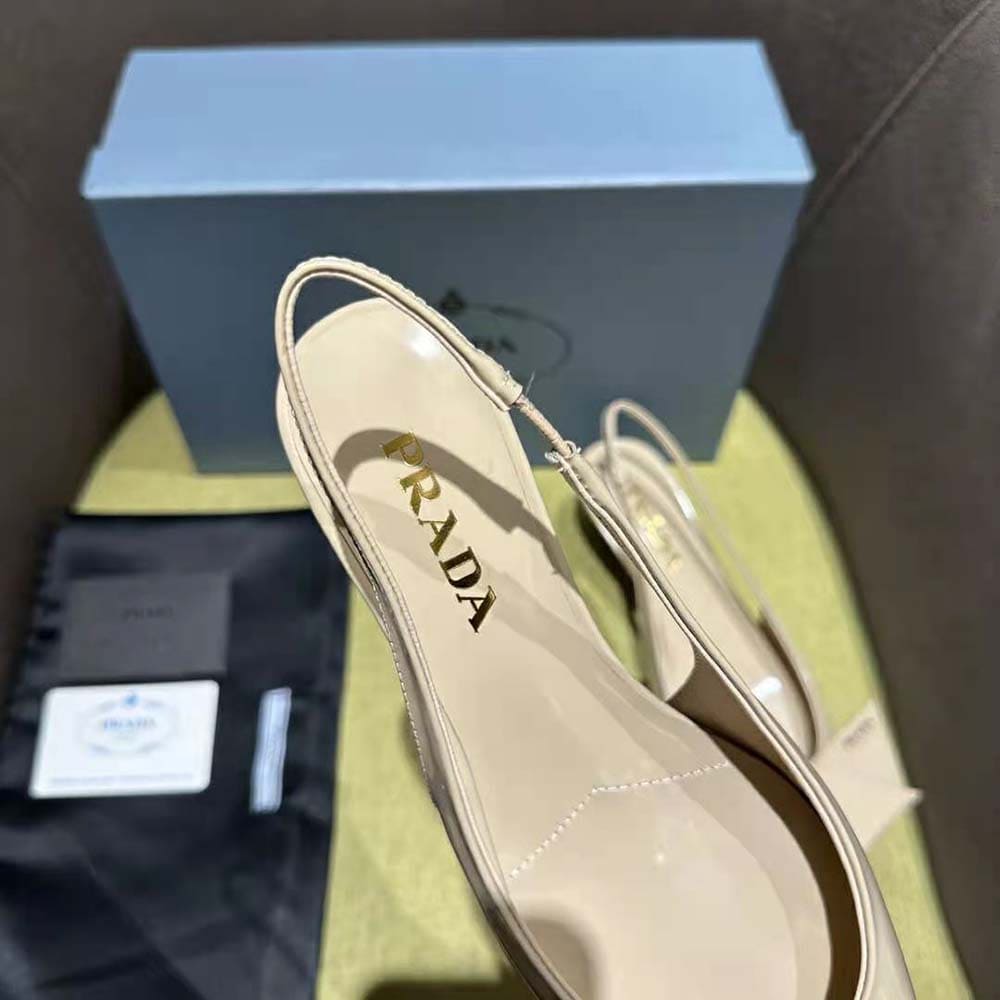 GIÀY Prada Women Brushed Leather Slingback Pumps-Pink