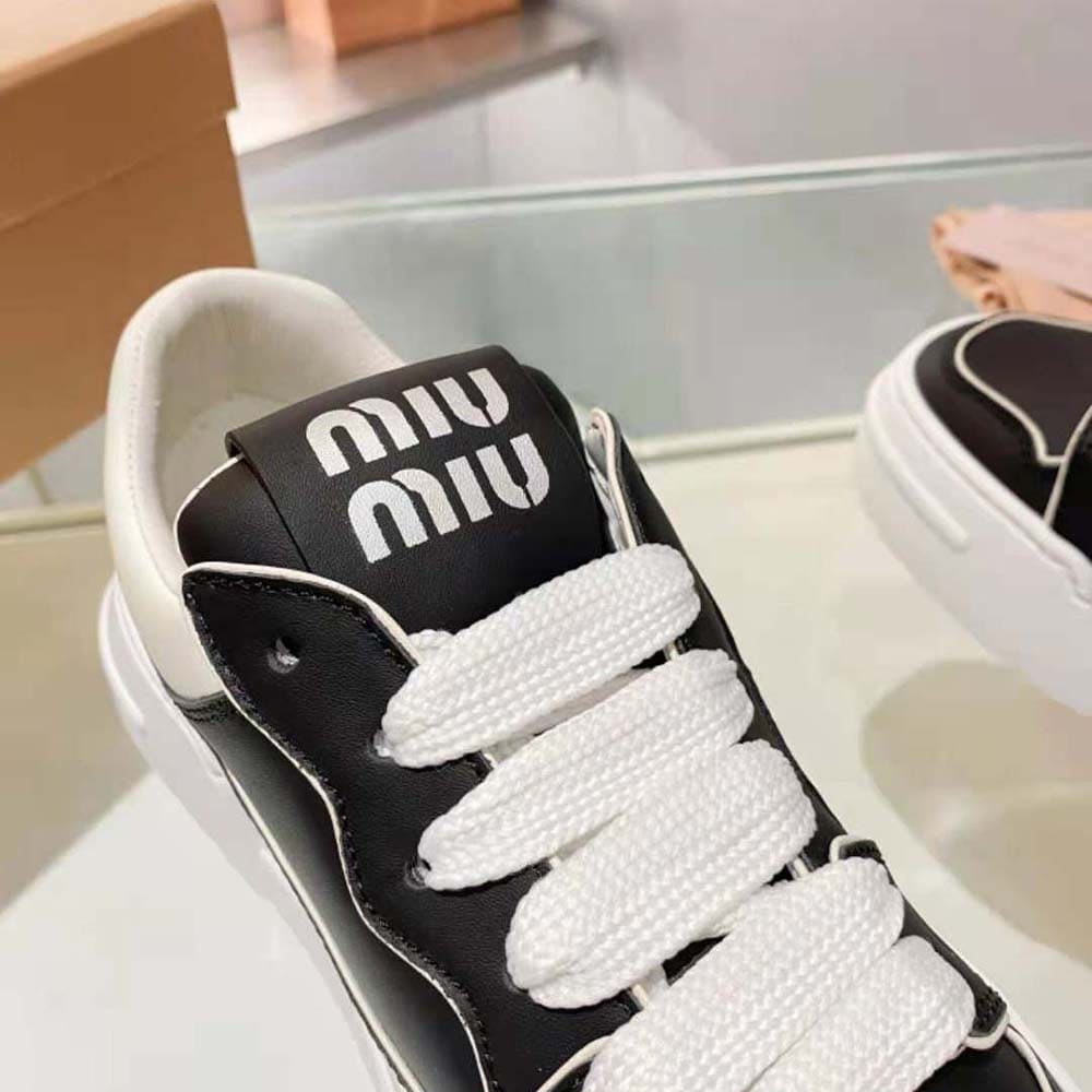 GIÀY Miu Miu Women Leather Sneakers-Black