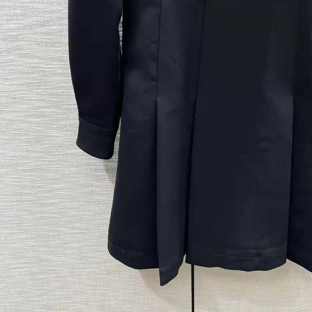 VÁY Prada Women Satin Sablé Mini-dress with Enameled Metal Triangle Logo