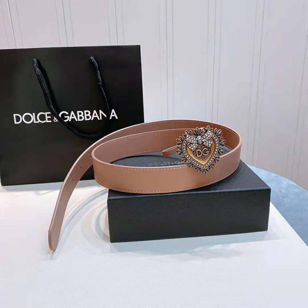 DÂY LƯNG Dolce Gabbana D&G Women Devotion Belt in Lux Leather-Pink