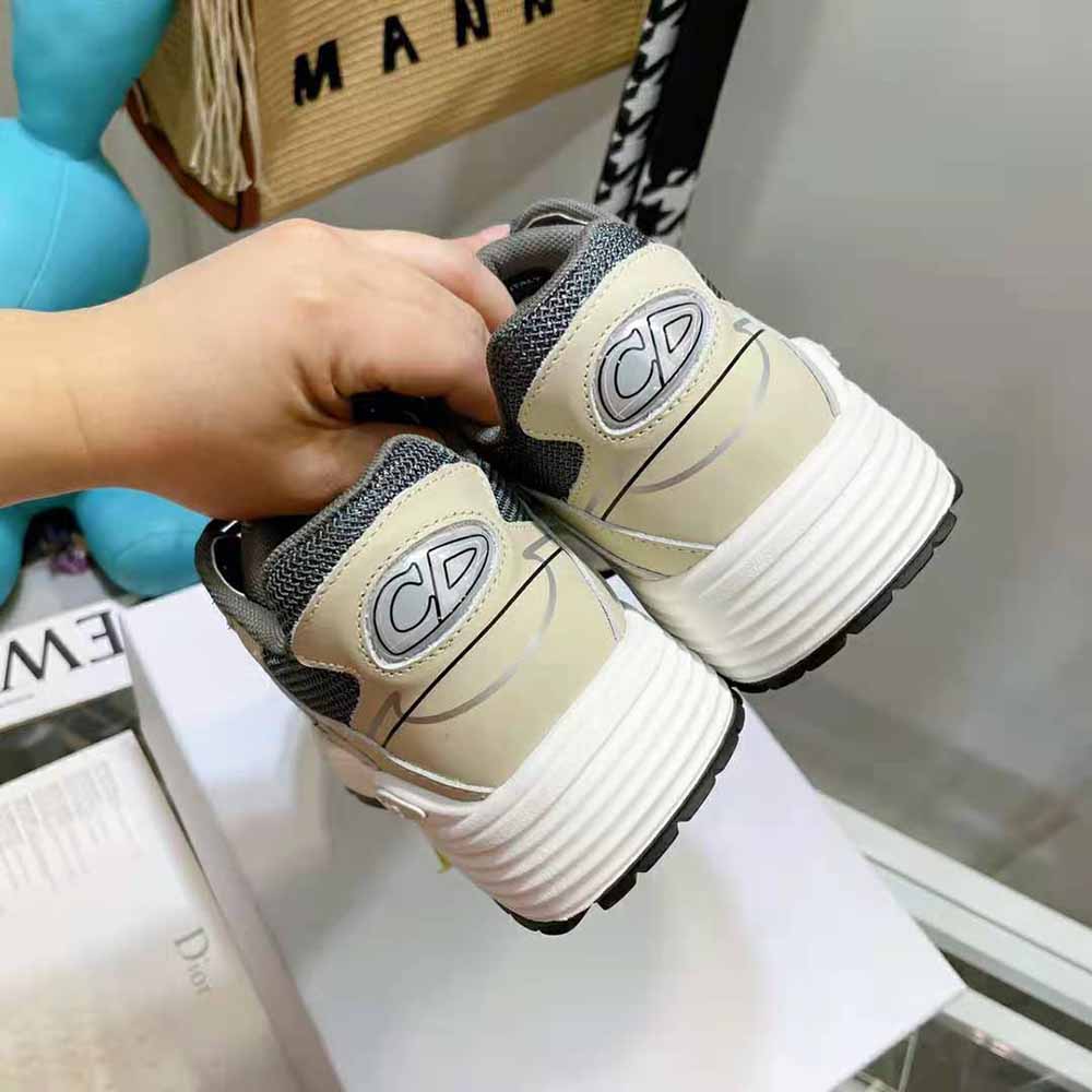 GIÀY DIOR Unisex CD Shoes B30 Low-Top Sneaker Sneaker Olive Mesh and Cream Technical Fabric