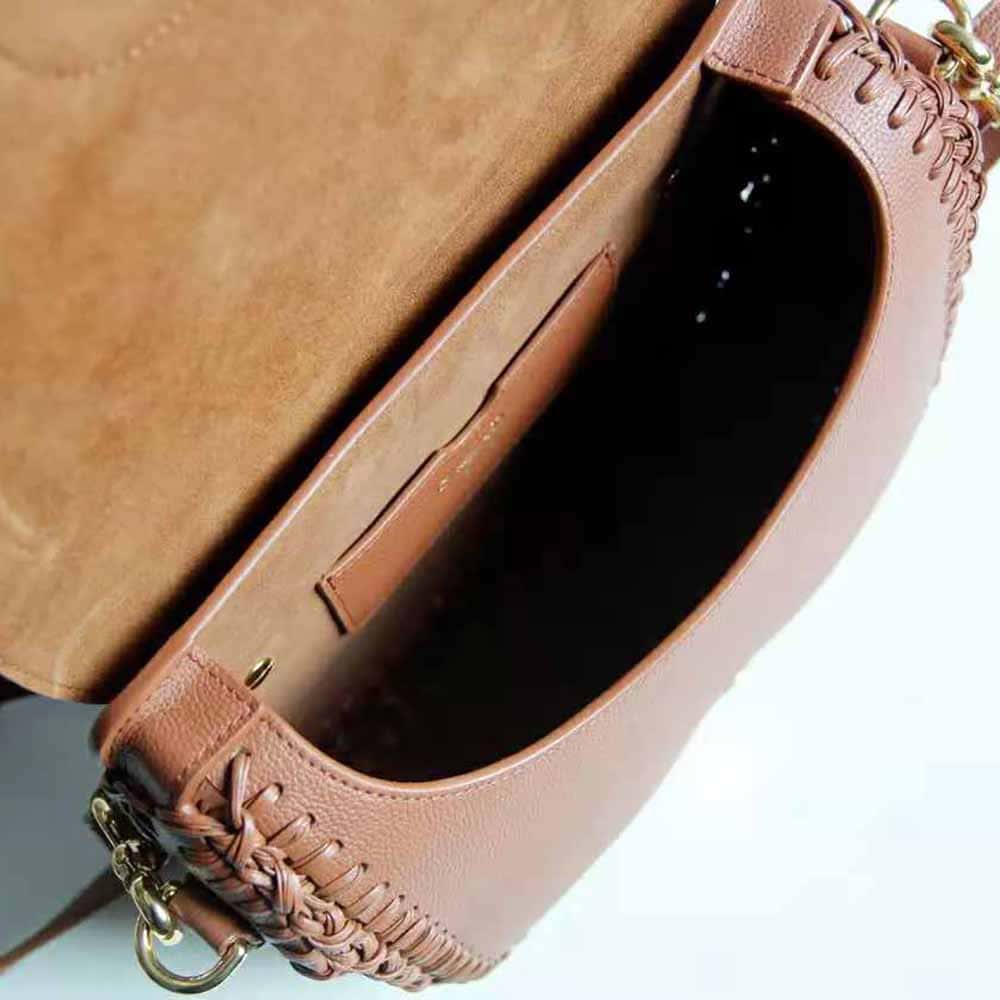TÚI Dior Women Medium Dior Bobby Bag Grained Calfskin with Whipstitched Seams-Brown Top Quality