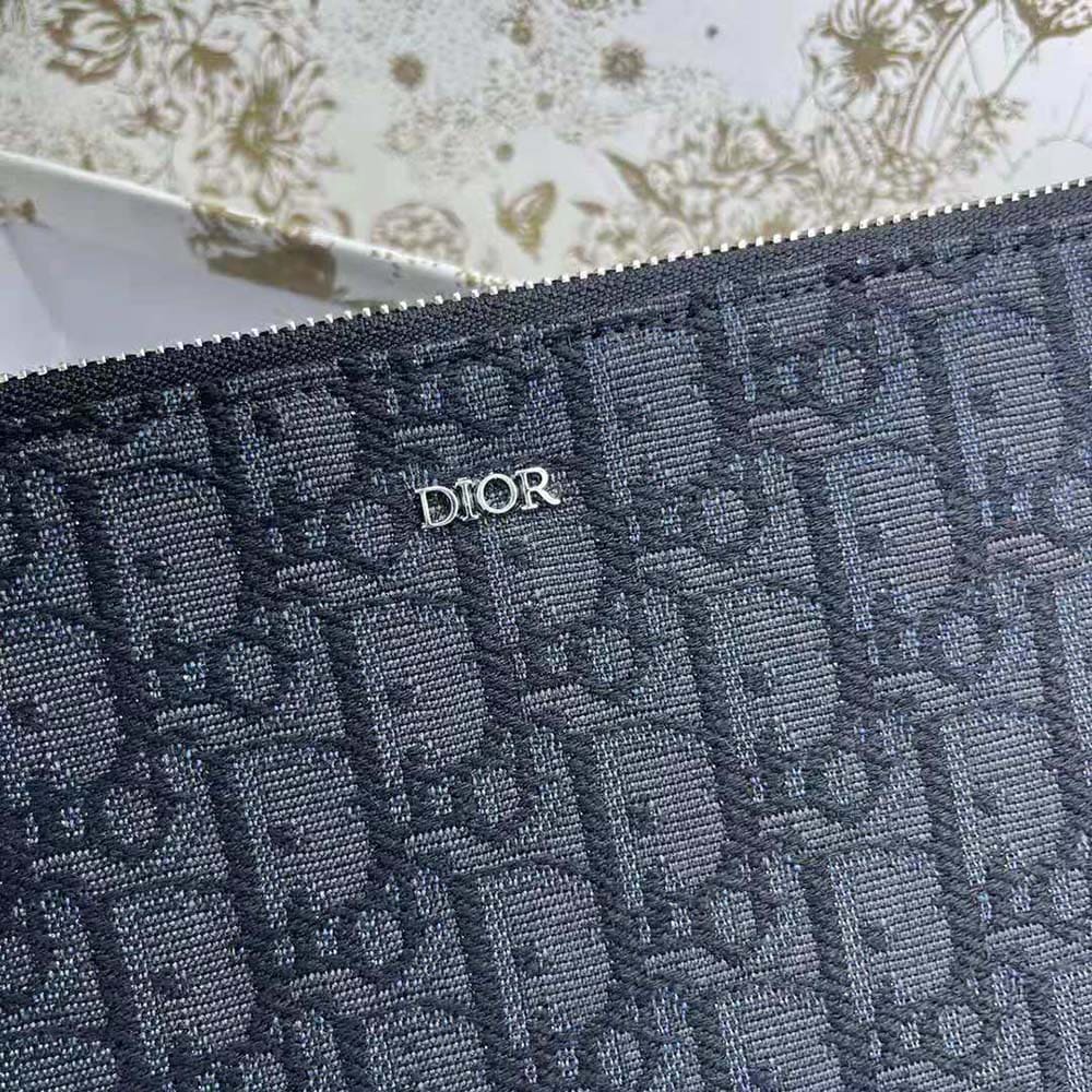 TÚI Dior Men A5 Pouch Black Dior Oblique Jacquard