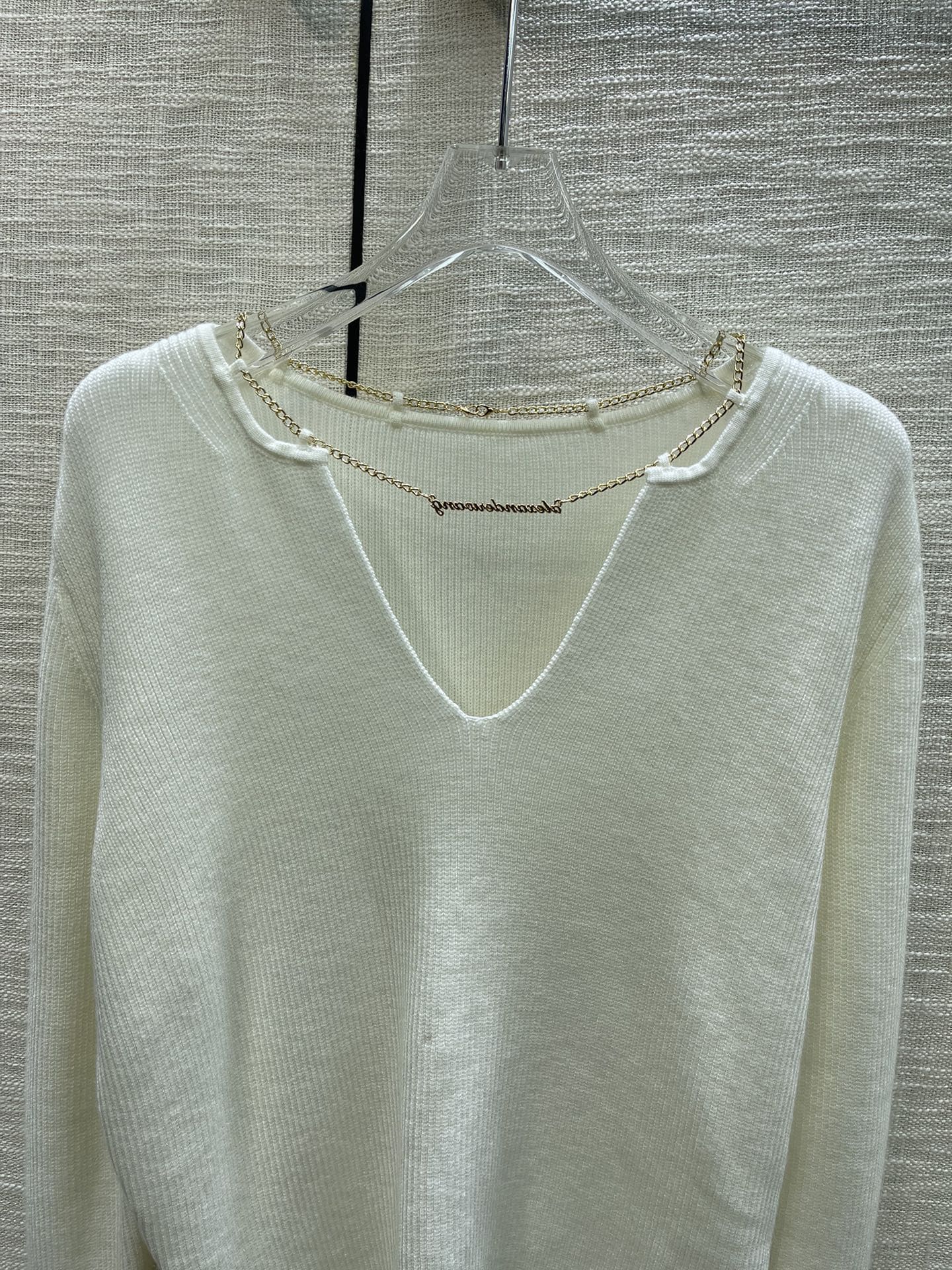 ÁO ALEXANDER WANG Round-Neck Chain White Sweater